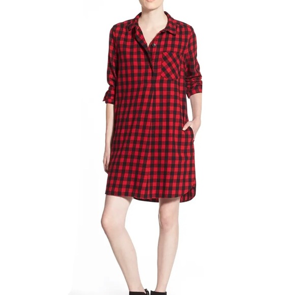 Madewell Dresses & Skirts - Madewell Latitude Buffalo Check Flannel Shirtdress
